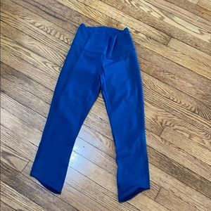 Crop blue lulu lemon pants with lace on the sides